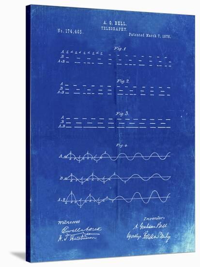 PP962-Faded Blueprint Morse Code Patent Poster-Cole Borders-Stretched Canvas