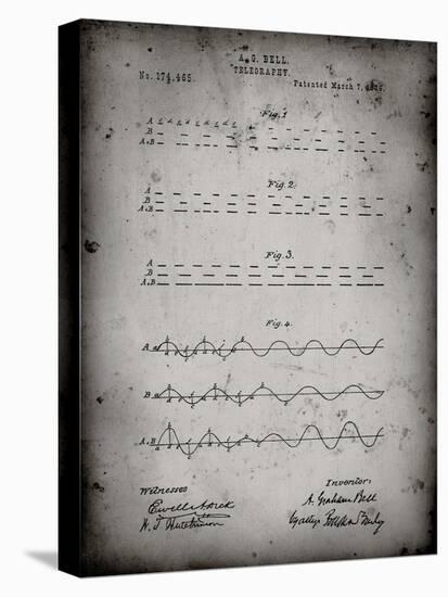 PP962-Faded Grey Morse Code Patent Poster-Cole Borders-Stretched Canvas