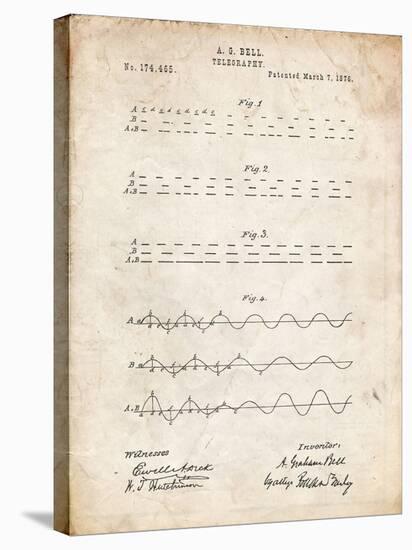 PP962-Vintage Parchment Morse Code Patent Poster-Cole Borders-Stretched Canvas