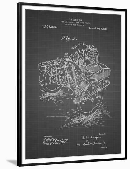 PP963-Black Grid Motorcycle Sidecar 1918 Patent Poster-Cole Borders-Framed Premium Giclee Print