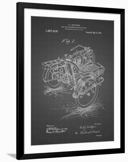 PP963-Black Grid Motorcycle Sidecar 1918 Patent Poster-Cole Borders-Framed Giclee Print