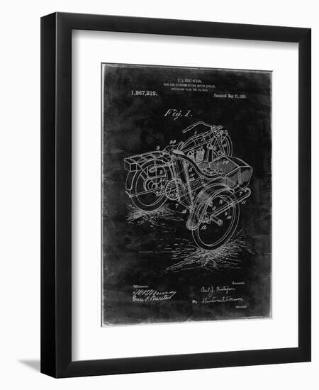 PP963-Black Grunge Motorcycle Sidecar 1918 Patent Poster-Cole Borders-Framed Giclee Print