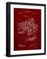 PP963-Burgundy Motorcycle Sidecar 1918 Patent Poster-Cole Borders-Framed Giclee Print