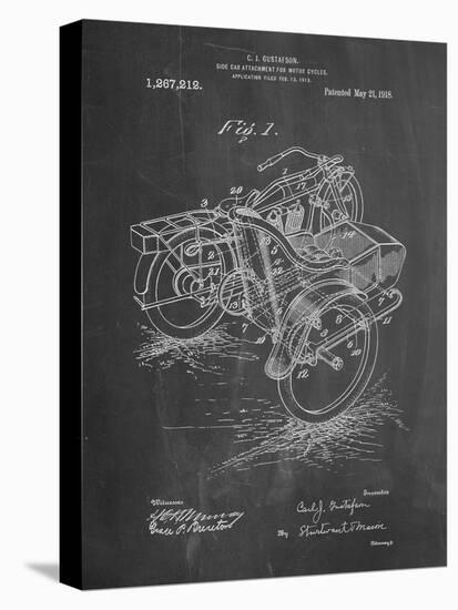PP963-Chalkboard Motorcycle Sidecar 1918 Patent Poster-Cole Borders-Stretched Canvas