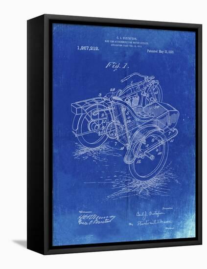PP963-Faded Blueprint Motorcycle Sidecar 1918 Patent Poster-Cole Borders-Framed Stretched Canvas