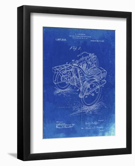 PP963-Faded Blueprint Motorcycle Sidecar 1918 Patent Poster-Cole Borders-Framed Giclee Print