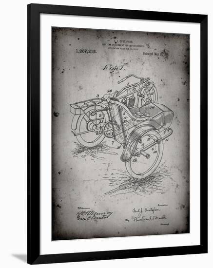 PP963-Faded Grey Motorcycle Sidecar 1918 Patent Poster-Cole Borders-Framed Giclee Print