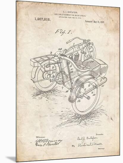 PP963-Vintage Parchment Motorcycle Sidecar 1918 Patent Poster-Cole Borders-Mounted Art Print