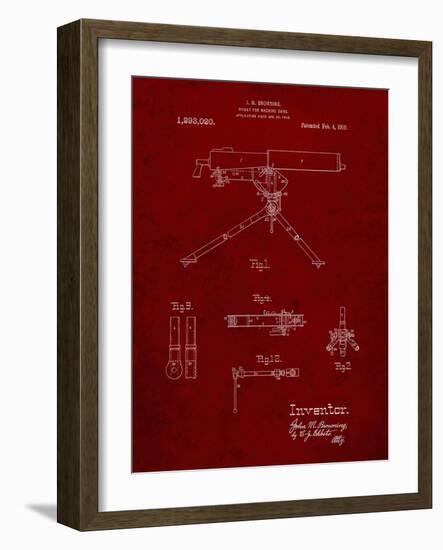 PP964-Burgundy Mount for Machine Gun Patent Poster-Cole Borders-Framed Giclee Print