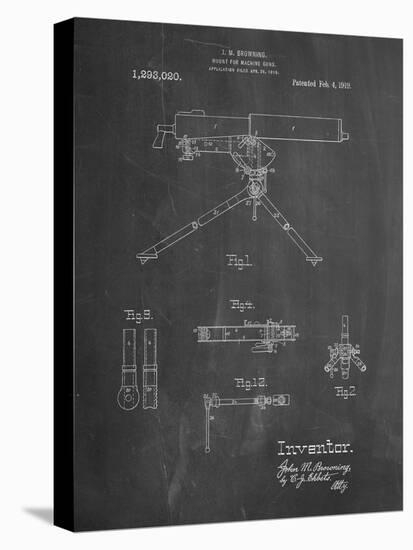 PP964-Chalkboard Mount for Machine Gun Patent Poster-Cole Borders-Stretched Canvas