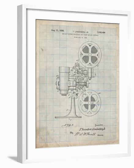 PP966-Antique Grid Parchment Movie Projector 1933 Patent Poster-Cole Borders-Framed Giclee Print