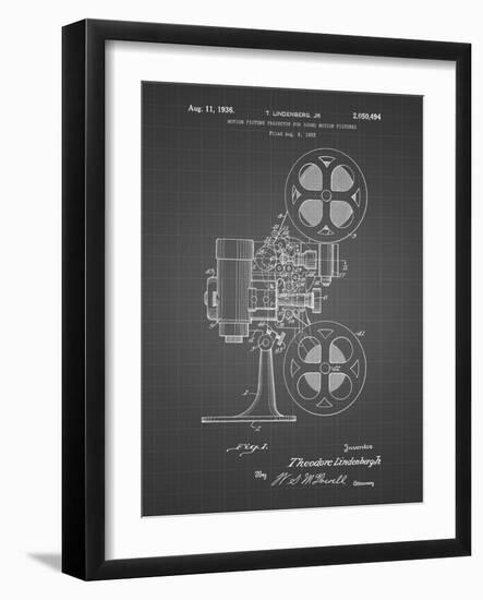 PP966-Black Grid Movie Projector 1933 Patent Poster-Cole Borders-Framed Giclee Print