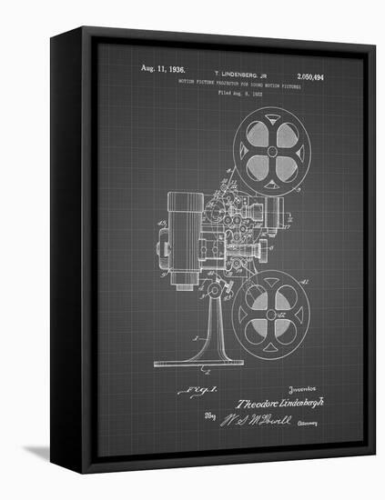 PP966-Black Grid Movie Projector 1933 Patent Poster-Cole Borders-Framed Stretched Canvas