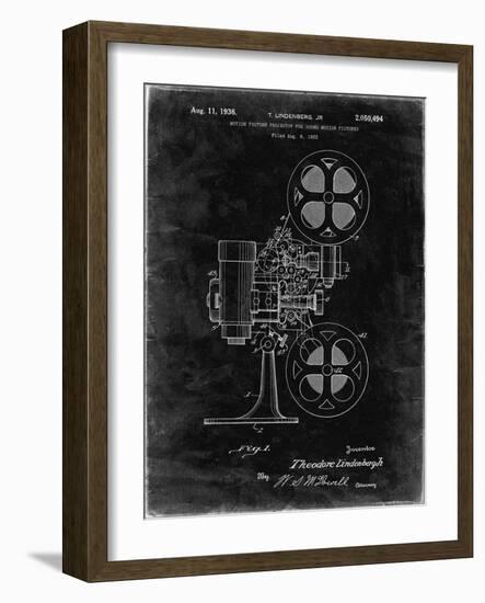 PP966-Black Grunge Movie Projector 1933 Patent Poster-Cole Borders-Framed Giclee Print