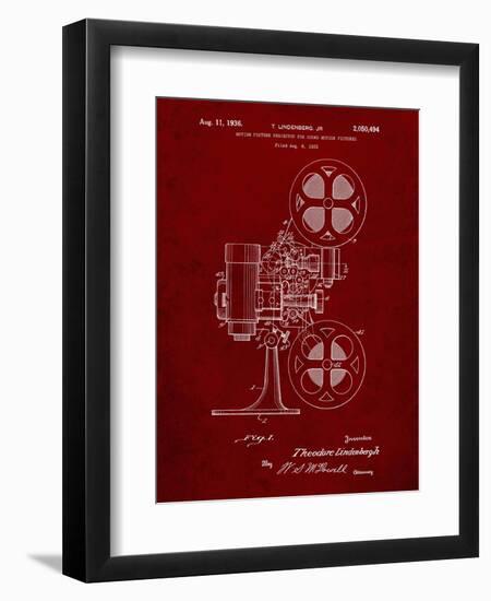 PP966-Burgundy Movie Projector 1933 Patent Poster-Cole Borders-Framed Premium Giclee Print