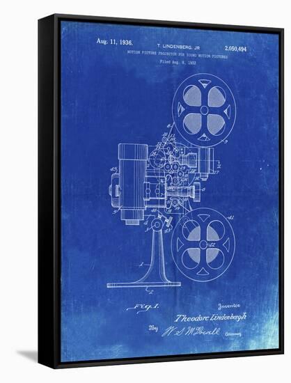 PP966-Faded Blueprint Movie Projector 1933 Patent Poster-Cole Borders-Framed Stretched Canvas