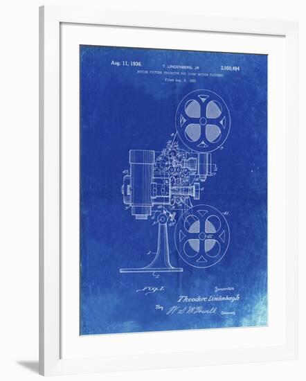 PP966-Faded Blueprint Movie Projector 1933 Patent Poster-Cole Borders-Framed Giclee Print