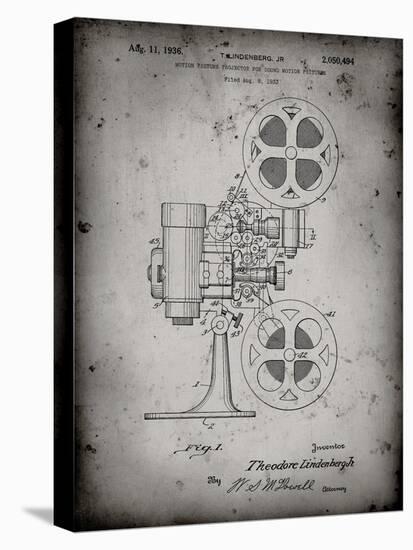 PP966-Faded Grey Movie Projector 1933 Patent Poster-Cole Borders-Stretched Canvas