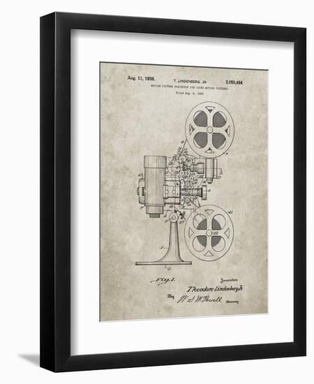PP966-Sandstone Movie Projector 1933 Patent Poster-Cole Borders-Framed Premium Giclee Print