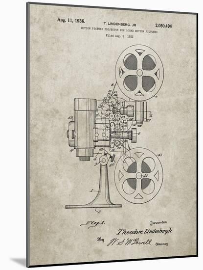 PP966-Sandstone Movie Projector 1933 Patent Poster-Cole Borders-Mounted Giclee Print