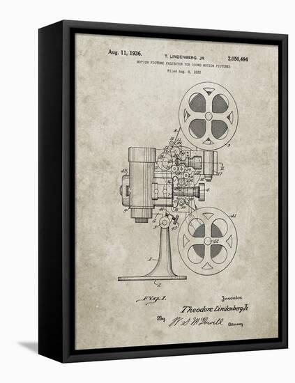 PP966-Sandstone Movie Projector 1933 Patent Poster-Cole Borders-Framed Stretched Canvas
