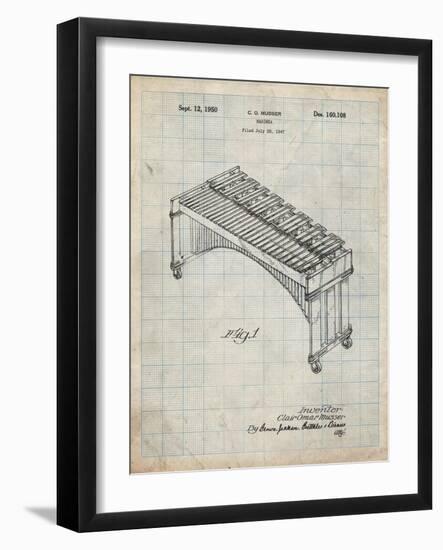 PP967-Antique Grid Parchment Musser Marimba Patent Poster-Cole Borders-Framed Giclee Print