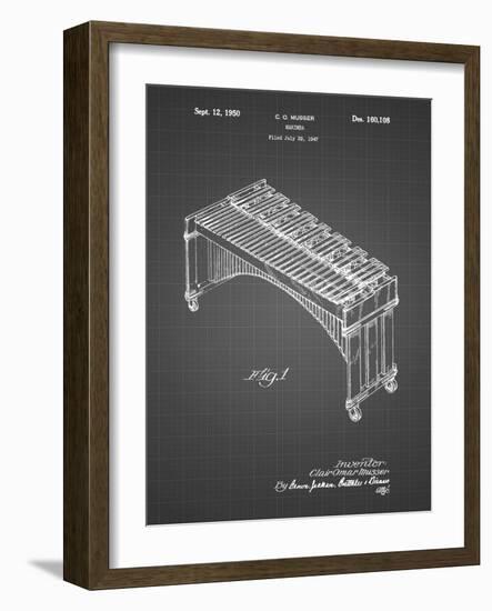 PP967-Black Grid Musser Marimba Patent Poster-Cole Borders-Framed Giclee Print