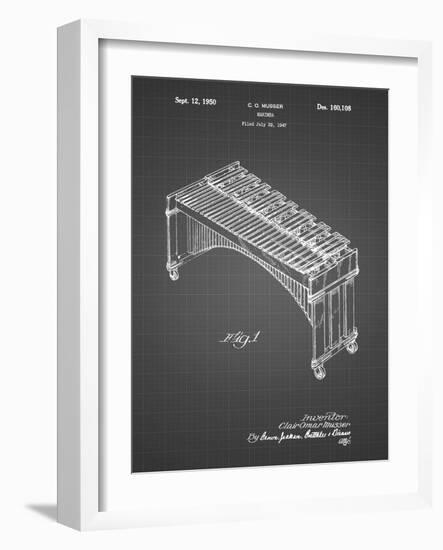 PP967-Black Grid Musser Marimba Patent Poster-Cole Borders-Framed Giclee Print