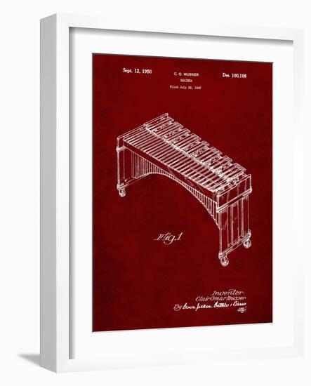 PP967-Burgundy Musser Marimba Patent Poster-Cole Borders-Framed Giclee Print