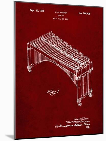 PP967-Burgundy Musser Marimba Patent Poster-Cole Borders-Mounted Giclee Print