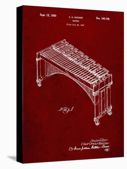 PP967-Burgundy Musser Marimba Patent Poster-Cole Borders-Stretched Canvas