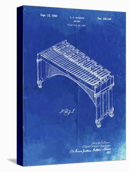 PP967-Faded Blueprint Musser Marimba Patent Poster-Cole Borders-Stretched Canvas