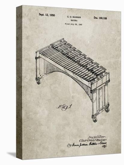 PP967-Sandstone Musser Marimba Patent Poster-Cole Borders-Stretched Canvas