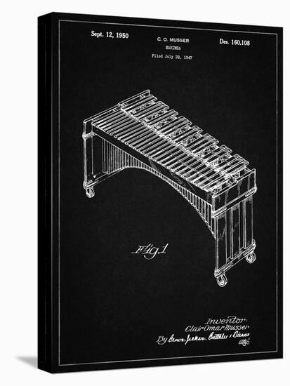 PP967-Vintage Black Musser Marimba Patent Poster-Cole Borders-Stretched Canvas