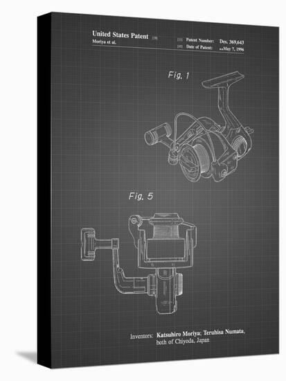 PP973-Black Grid Open Face Spinning Fishing Reel Patent Poster-Cole Borders-Stretched Canvas