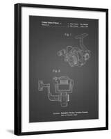 PP973-Black Grid Open Face Spinning Fishing Reel Patent Poster-Cole Borders-Framed Giclee Print