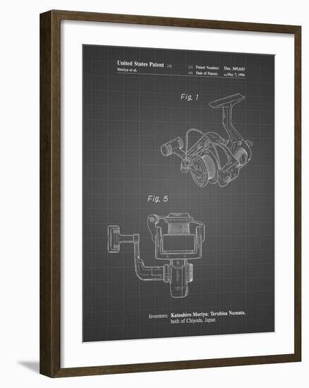 PP973-Black Grid Open Face Spinning Fishing Reel Patent Poster-Cole Borders-Framed Giclee Print