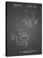 PP973-Black Grid Open Face Spinning Fishing Reel Patent Poster-Cole Borders-Stretched Canvas