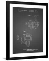 PP973-Black Grid Open Face Spinning Fishing Reel Patent Poster-Cole Borders-Framed Giclee Print