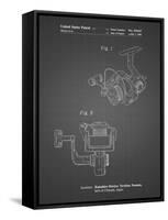 PP973-Black Grid Open Face Spinning Fishing Reel Patent Poster-Cole Borders-Framed Stretched Canvas