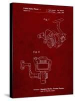 PP973-Burgundy Open Face Spinning Fishing Reel Patent Poster-Cole Borders-Stretched Canvas