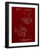 PP973-Burgundy Open Face Spinning Fishing Reel Patent Poster-Cole Borders-Framed Giclee Print