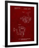 PP973-Burgundy Open Face Spinning Fishing Reel Patent Poster-Cole Borders-Framed Giclee Print