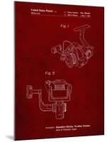PP973-Burgundy Open Face Spinning Fishing Reel Patent Poster-Cole Borders-Mounted Giclee Print