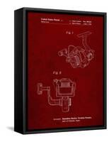 PP973-Burgundy Open Face Spinning Fishing Reel Patent Poster-Cole Borders-Framed Stretched Canvas