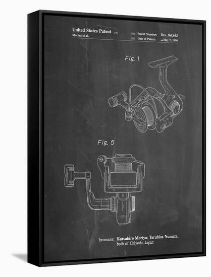 PP973-Chalkboard Open Face Spinning Fishing Reel Patent Poster-Cole Borders-Framed Stretched Canvas