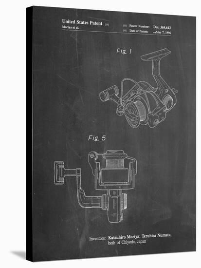 PP973-Chalkboard Open Face Spinning Fishing Reel Patent Poster-Cole Borders-Stretched Canvas