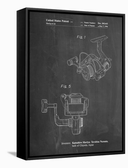 PP973-Chalkboard Open Face Spinning Fishing Reel Patent Poster-Cole Borders-Framed Stretched Canvas