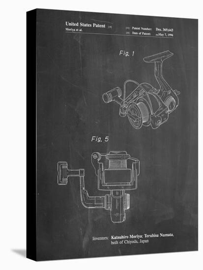 PP973-Chalkboard Open Face Spinning Fishing Reel Patent Poster-Cole Borders-Stretched Canvas