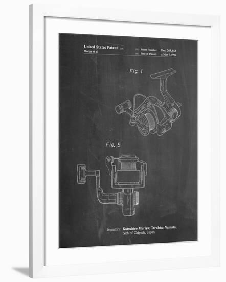 PP973-Chalkboard Open Face Spinning Fishing Reel Patent Poster-Cole Borders-Framed Giclee Print